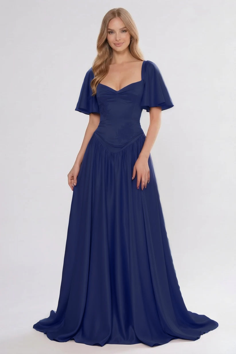 Elegant A Line/Two Piece Floor Length Soft Satin Bridesmaid Dress CG0316BM Bridesmaid Dress