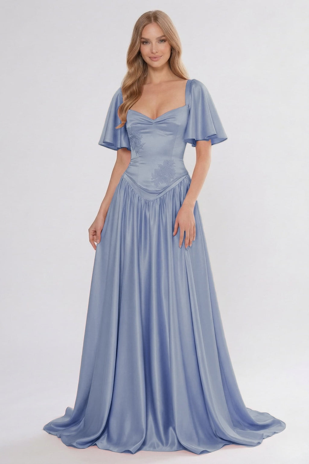 Elegant A Line/Two Piece Floor Length Soft Satin Bridesmaid Dress CG0316BM Bridesmaid Dress