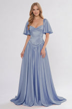 Elegant A Line/Two Piece Floor Length Soft Satin Bridesmaid Dress CG0316BM Bridesmaid Dress
