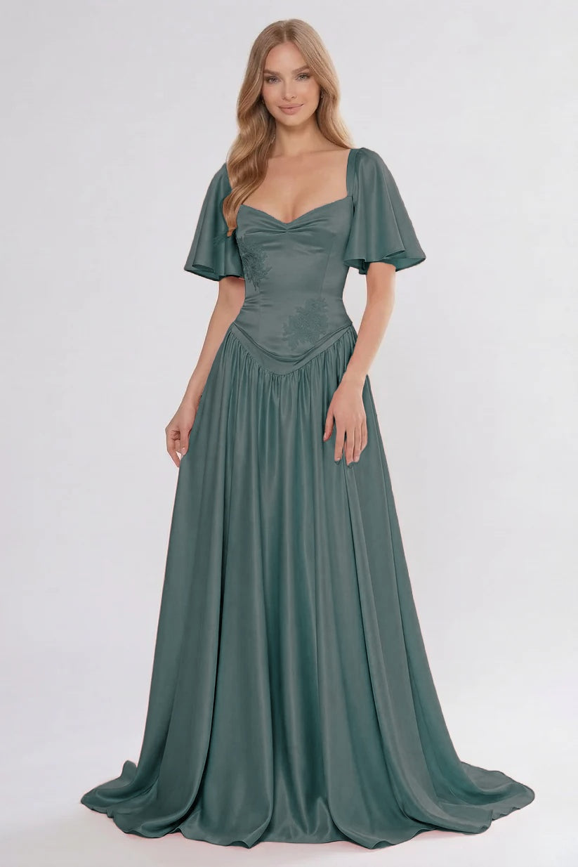 Elegant A Line/Two Piece Floor Length Soft Satin Bridesmaid Dress CG0316BM Bridesmaid Dress