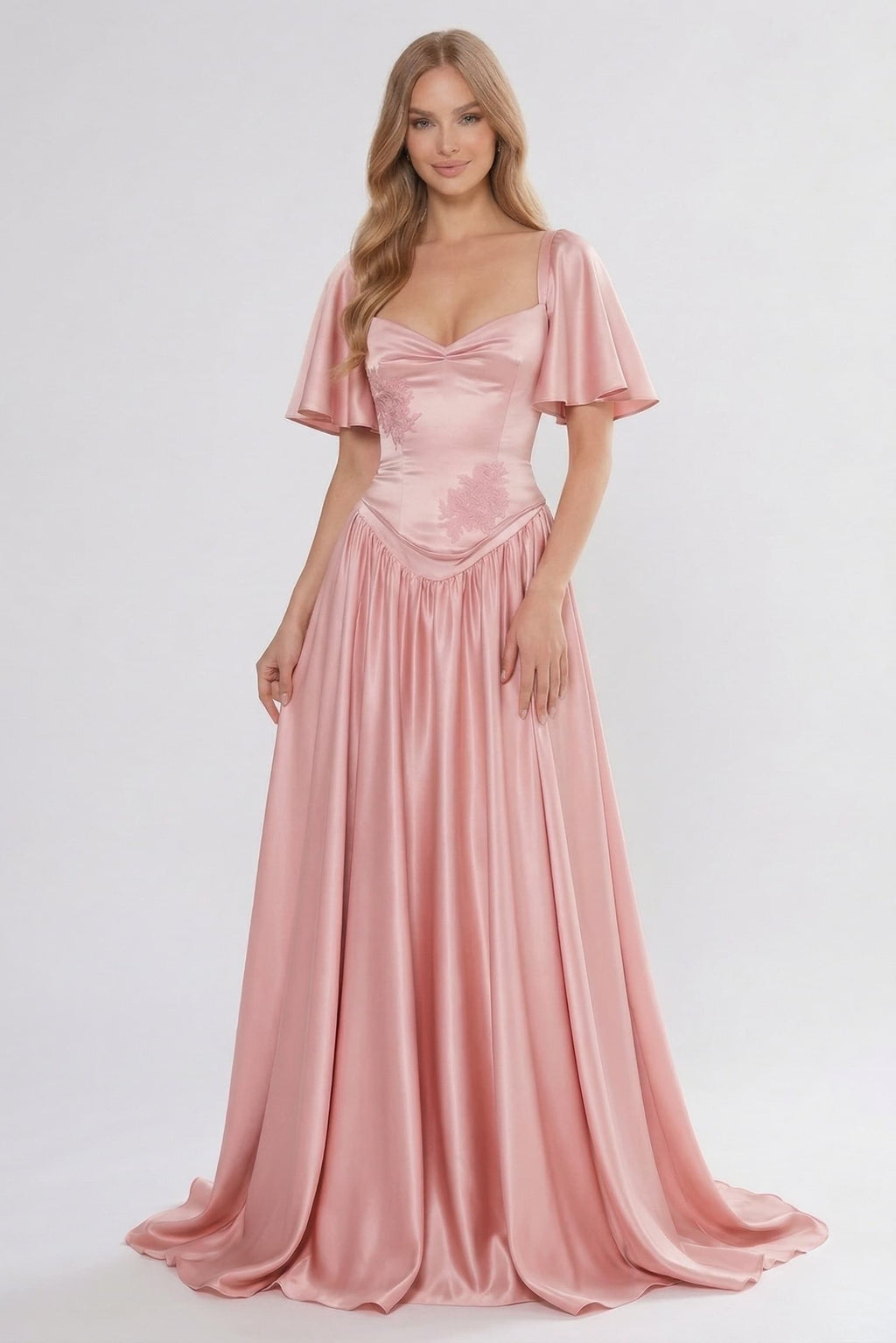 Elegant A Line/Two Piece Floor Length Soft Satin Bridesmaid Dress CG0316BM Bridesmaid Dress
