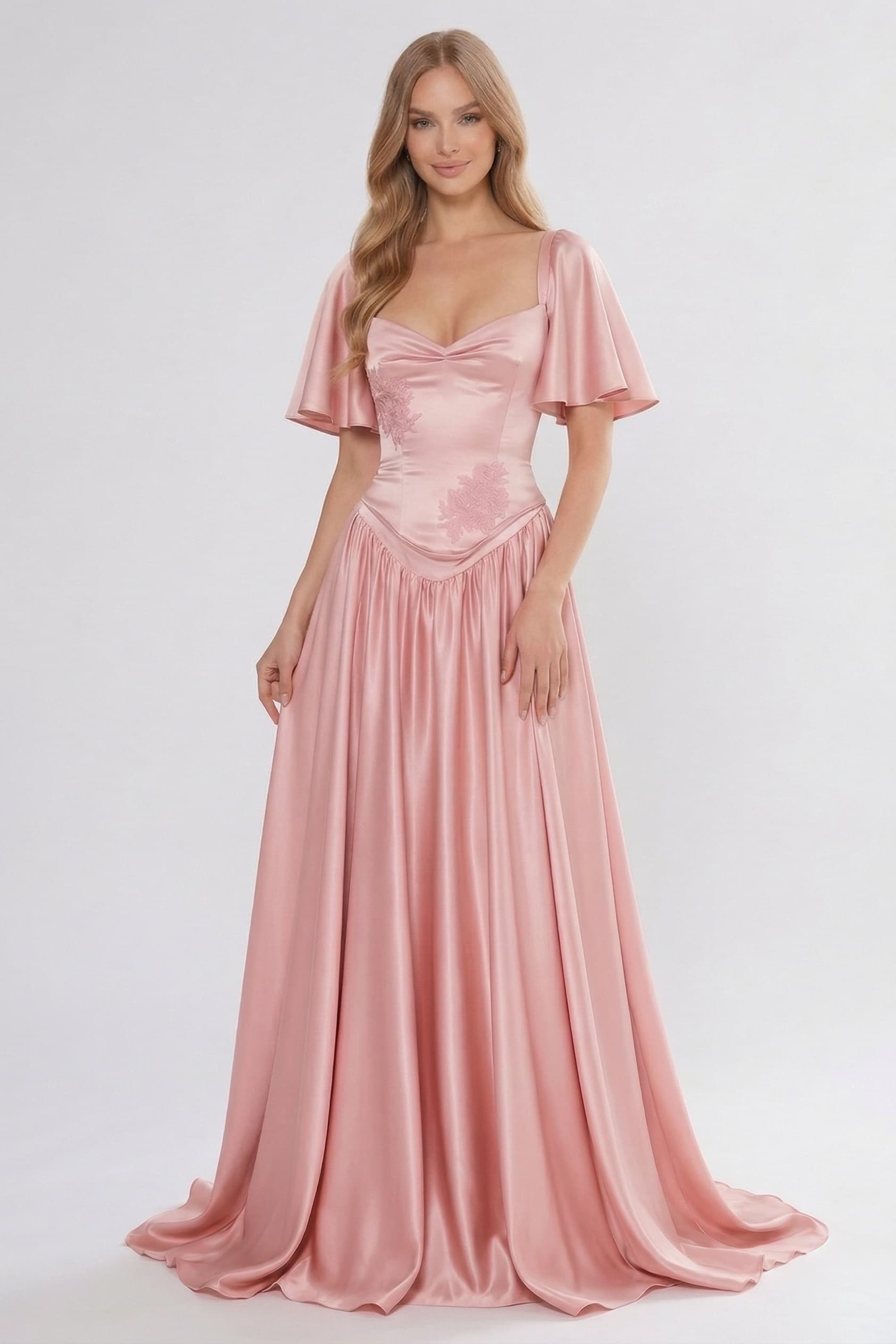 Elegant A Line/Two Piece Floor Length Soft Satin Bridesmaid Dress CG0316BM Bridesmaid Dress