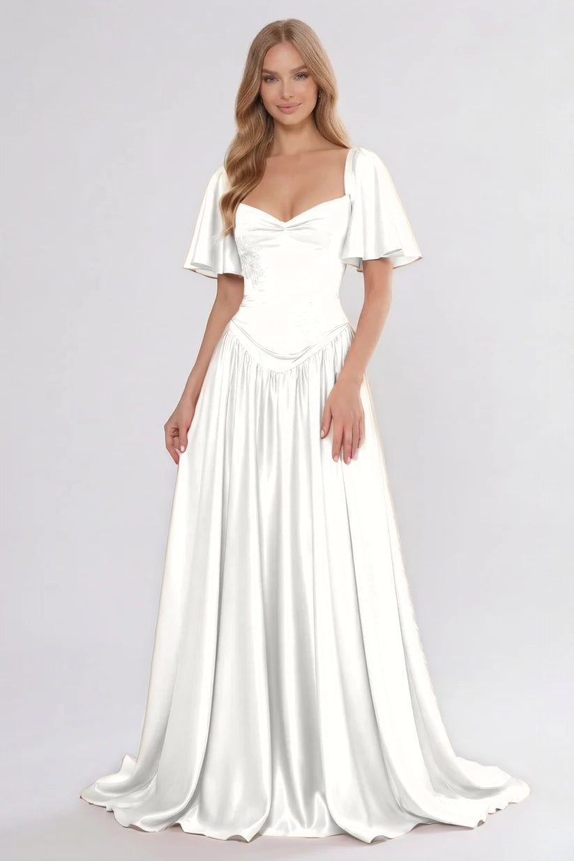 Elegant A Line/Two Piece Floor Length Soft Satin Bridesmaid Dress CG0316BM Bridesmaid Dress
