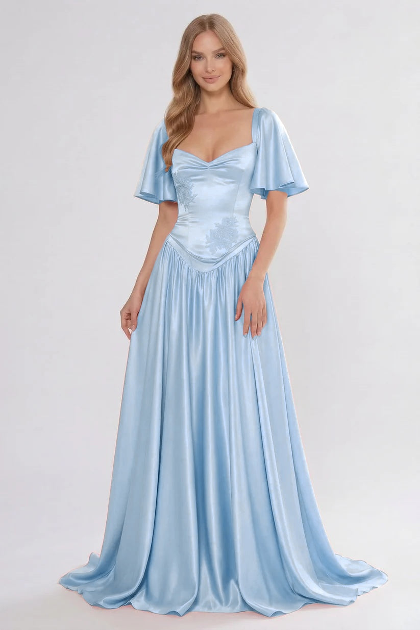 Elegant A Line/Two Piece Floor Length Soft Satin Bridesmaid Dress CG0316BM Bridesmaid Dress