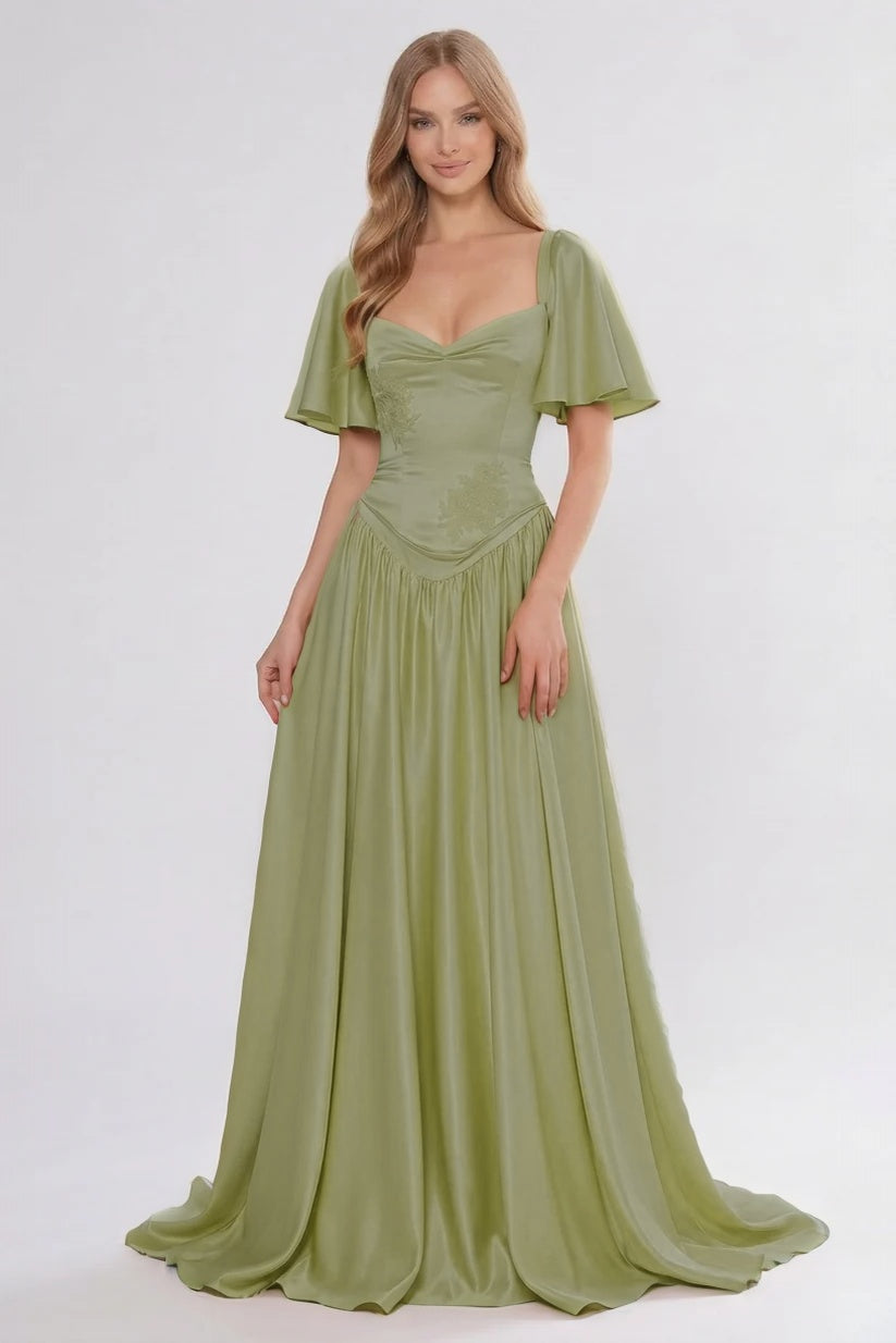 Elegant A Line/Two Piece Floor Length Soft Satin Bridesmaid Dress CG0316BM Bridesmaid Dress