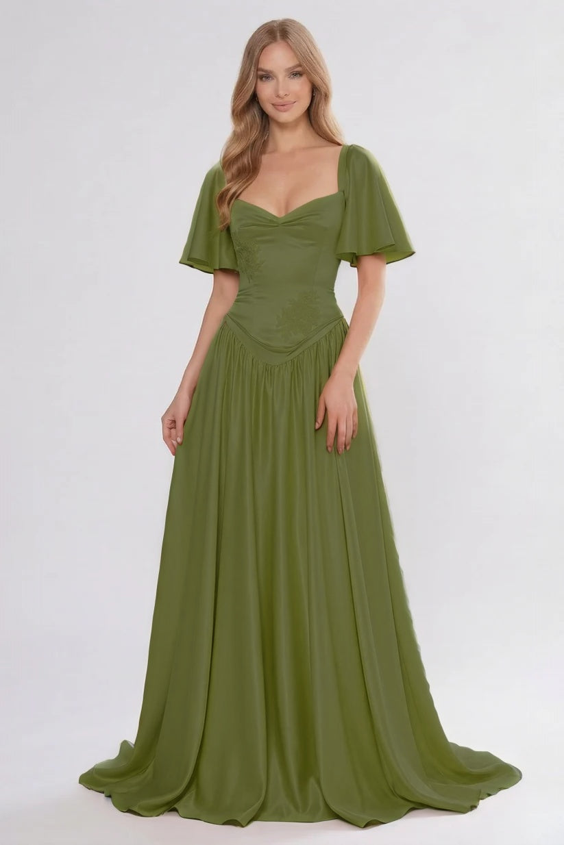 Elegant A Line/Two Piece Floor Length Soft Satin Bridesmaid Dress CG0316BM Bridesmaid Dress