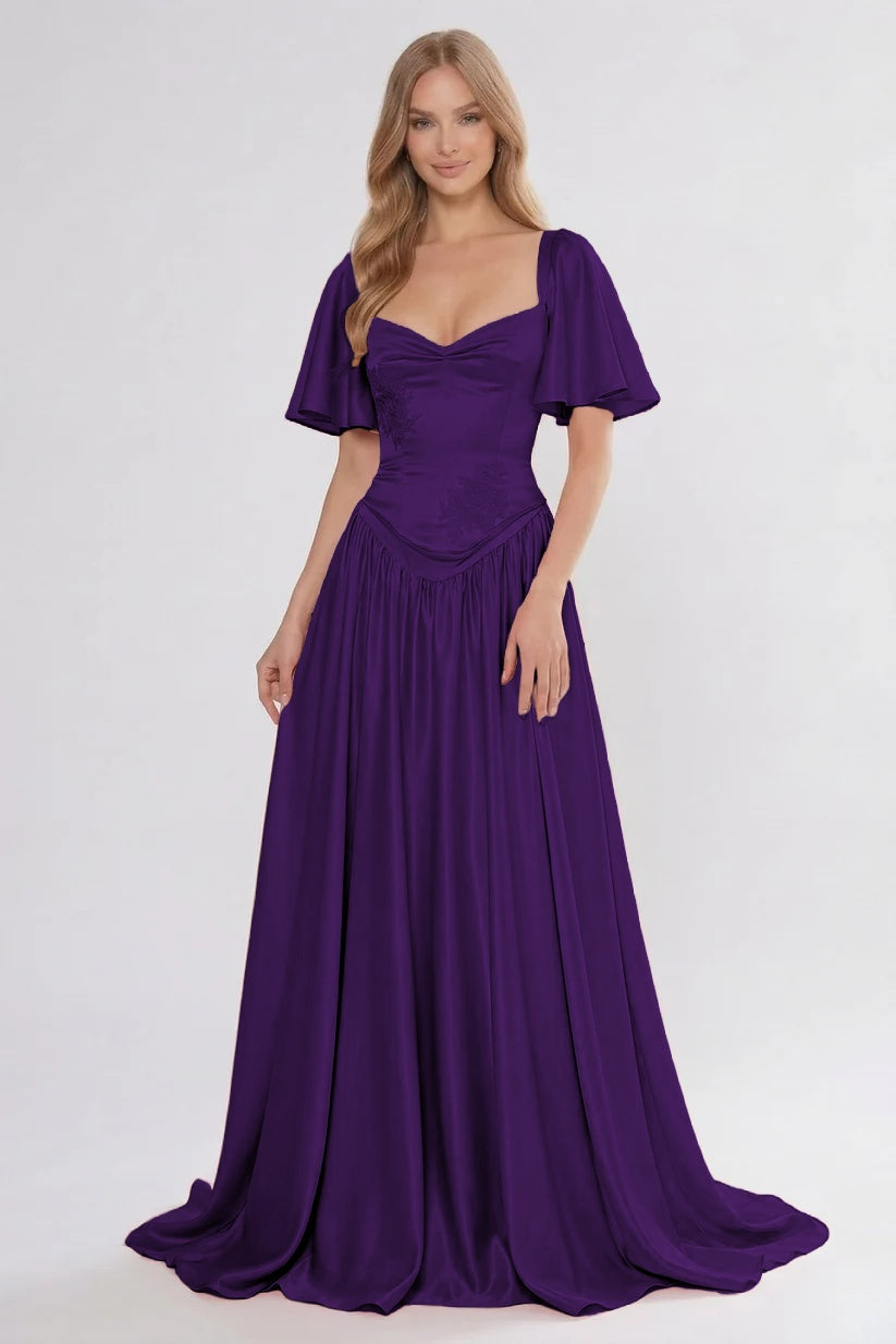 Elegant A Line/Two Piece Floor Length Soft Satin Bridesmaid Dress CG0316BM Bridesmaid Dress