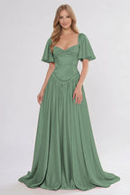 Elegant A Line/Two Piece Floor Length Soft Satin Bridesmaid Dress CG0316BM Bridesmaid Dress