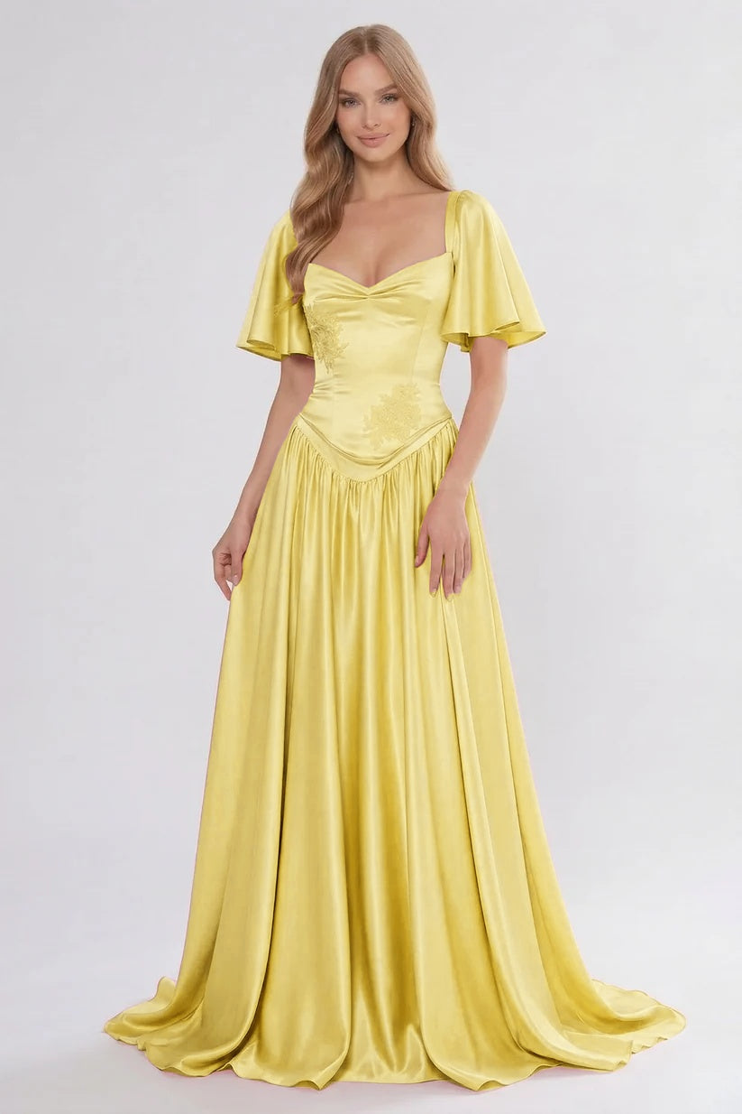 Elegant A Line/Two Piece Floor Length Soft Satin Bridesmaid Dress CG0316BM Bridesmaid Dress