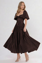 Elegant A Line/Two Piece Ankle Length Soft Satin Bridesmaid Dress CG0317BM Bridesmaid Dress