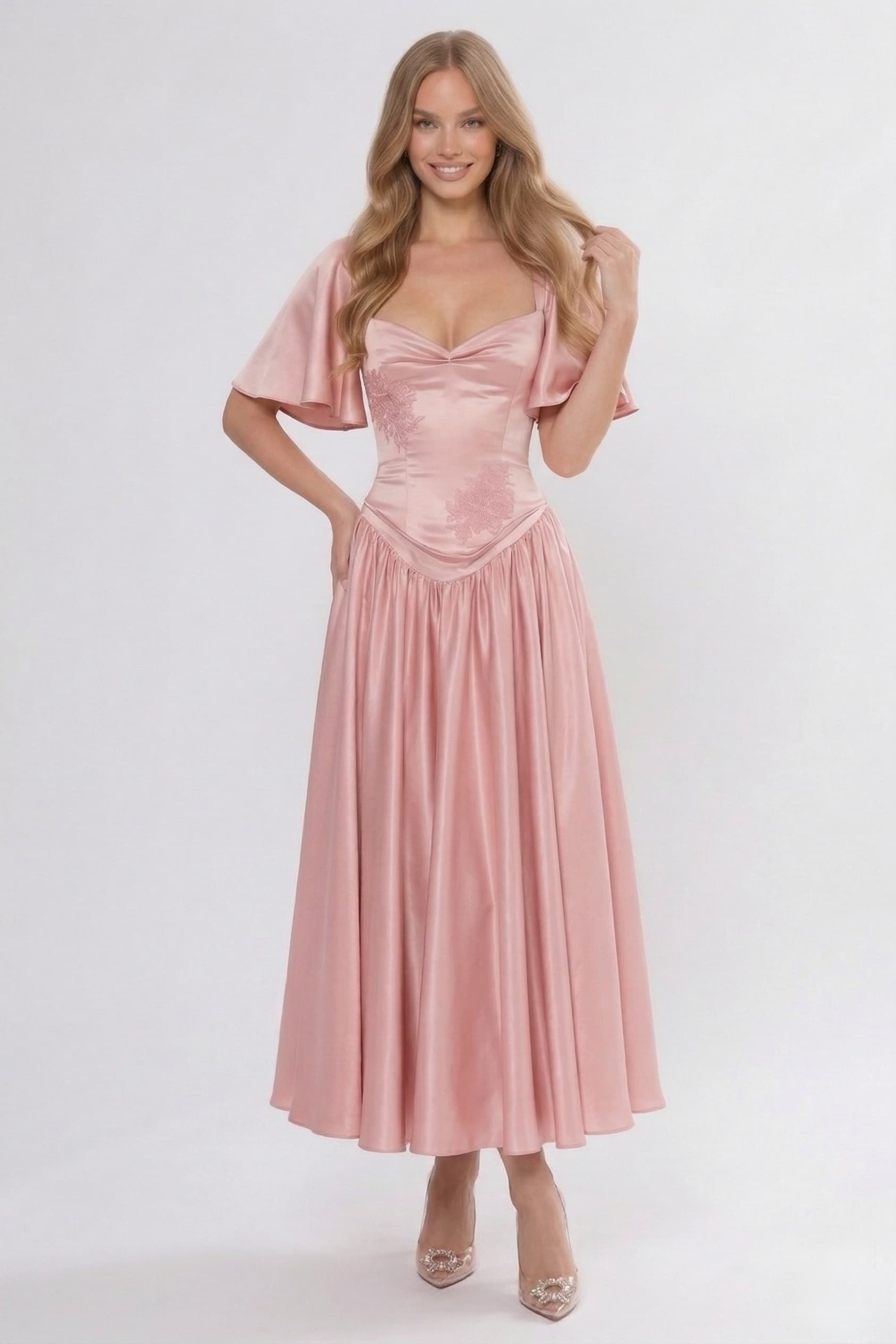 Elegant A Line/Two Piece Ankle Length Soft Satin Bridesmaid Dress CG0317BM Bridesmaid Dress