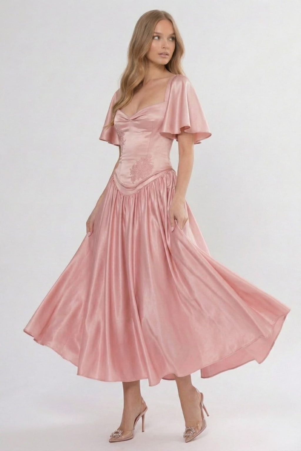 Elegant A Line/Two Piece Ankle Length Soft Satin Bridesmaid Dress CG0317BM Bridesmaid Dress