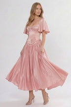 Elegant A Line/Two Piece Ankle Length Soft Satin Bridesmaid Dress CG0317BM Bridesmaid Dress