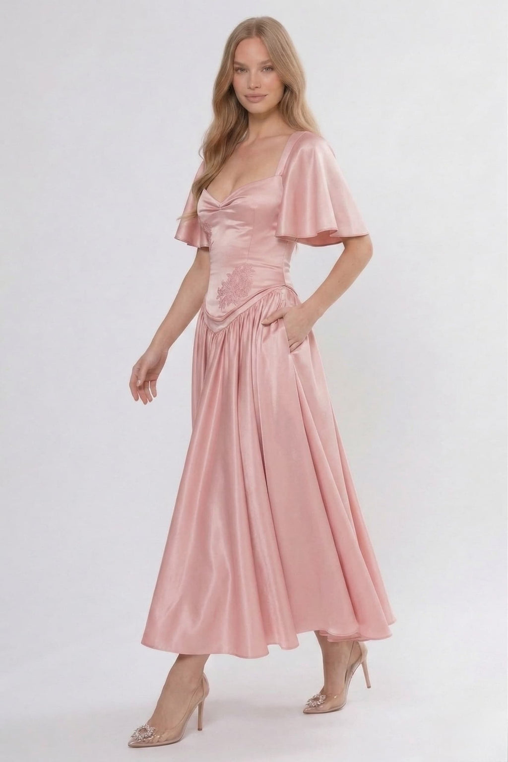 Elegant A Line/Two Piece Ankle Length Soft Satin Bridesmaid Dress CG0317BM Bridesmaid Dress