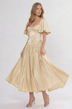 Elegant A Line/Two Piece Ankle Length Soft Satin Bridesmaid Dress CG0317BM Bridesmaid Dress
