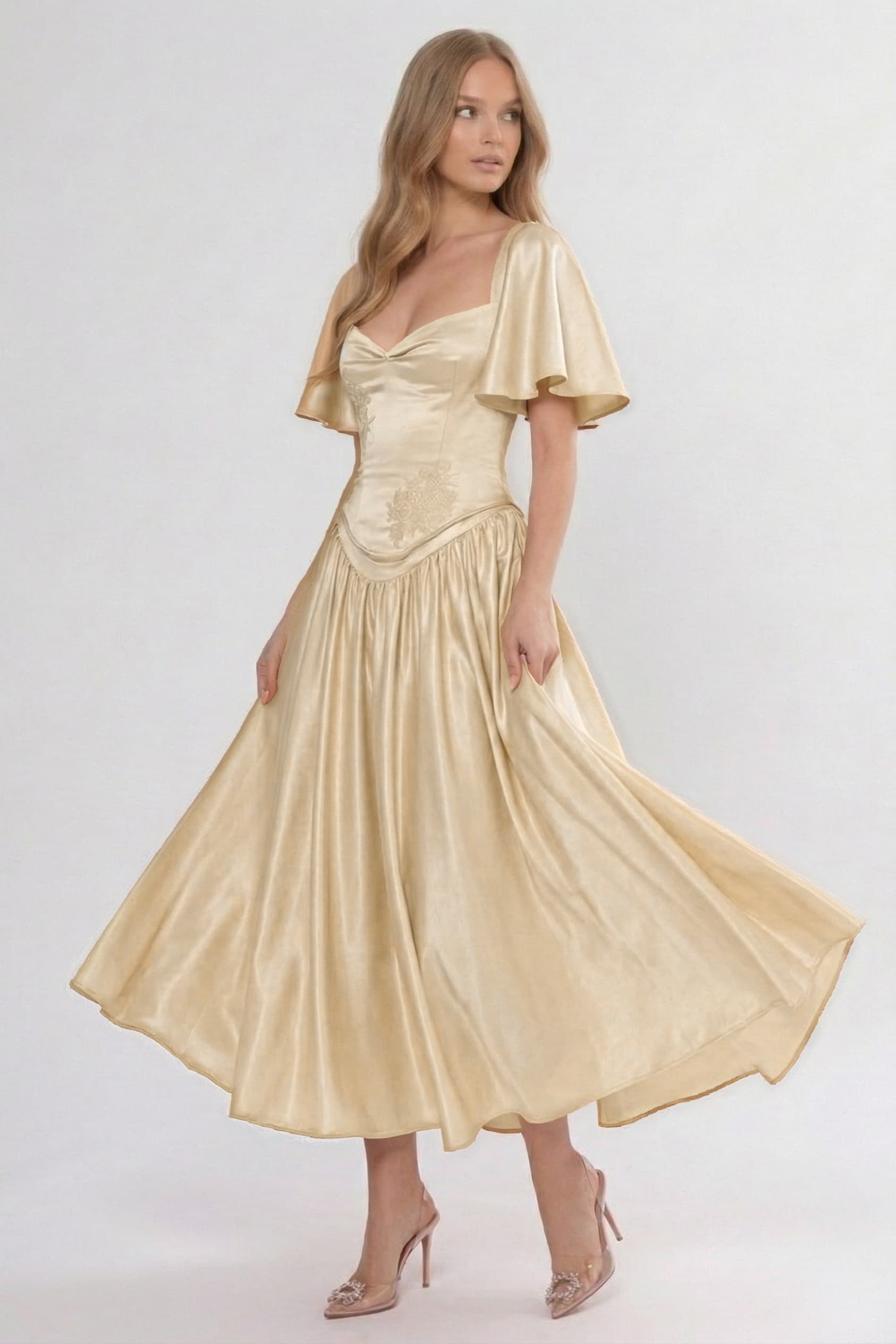 Elegant A Line/Two Piece Ankle Length Soft Satin Bridesmaid Dress CG0317BM Bridesmaid Dress