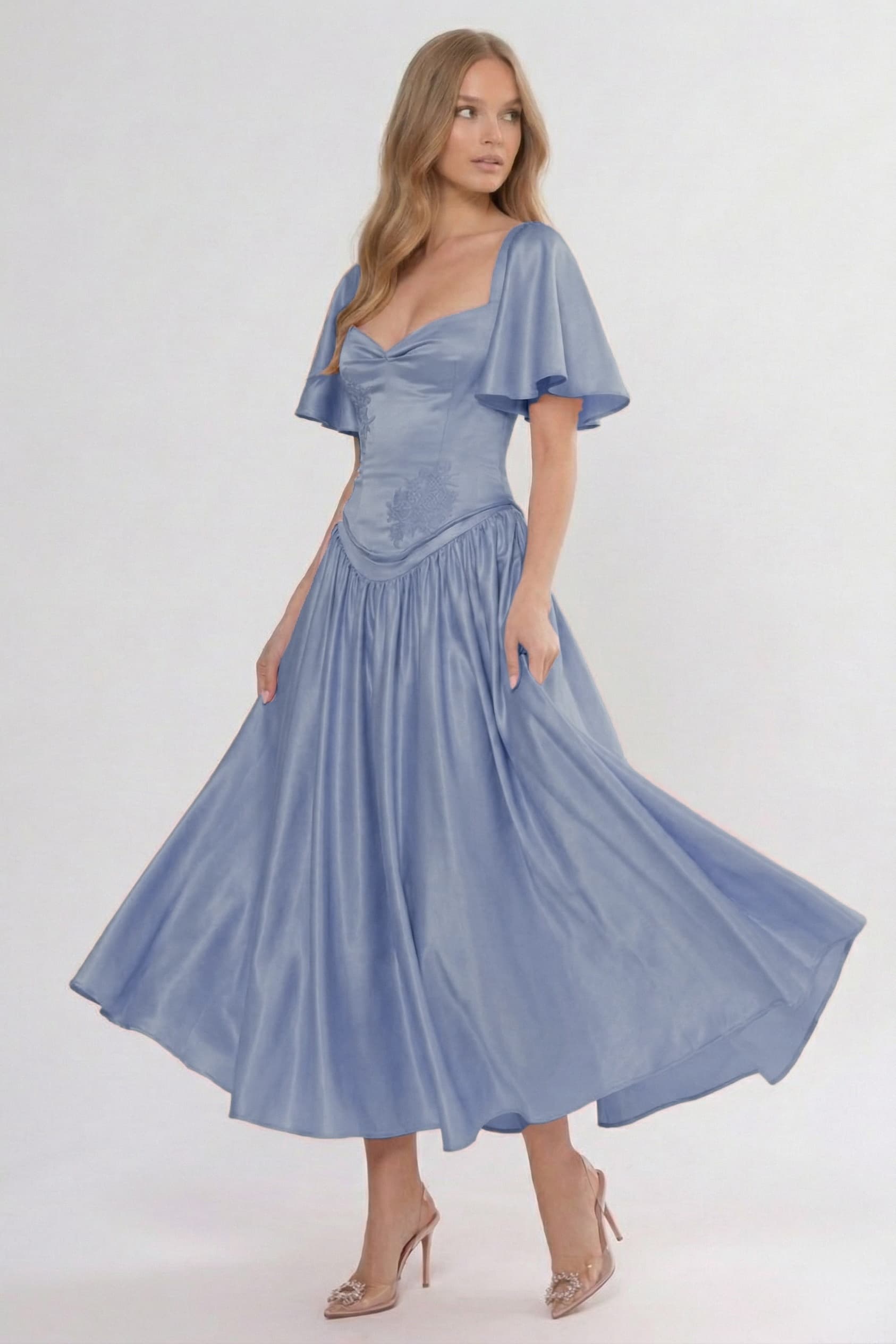 Elegant A Line/Two Piece Ankle Length Soft Satin Bridesmaid Dress CG0317BM Bridesmaid Dress