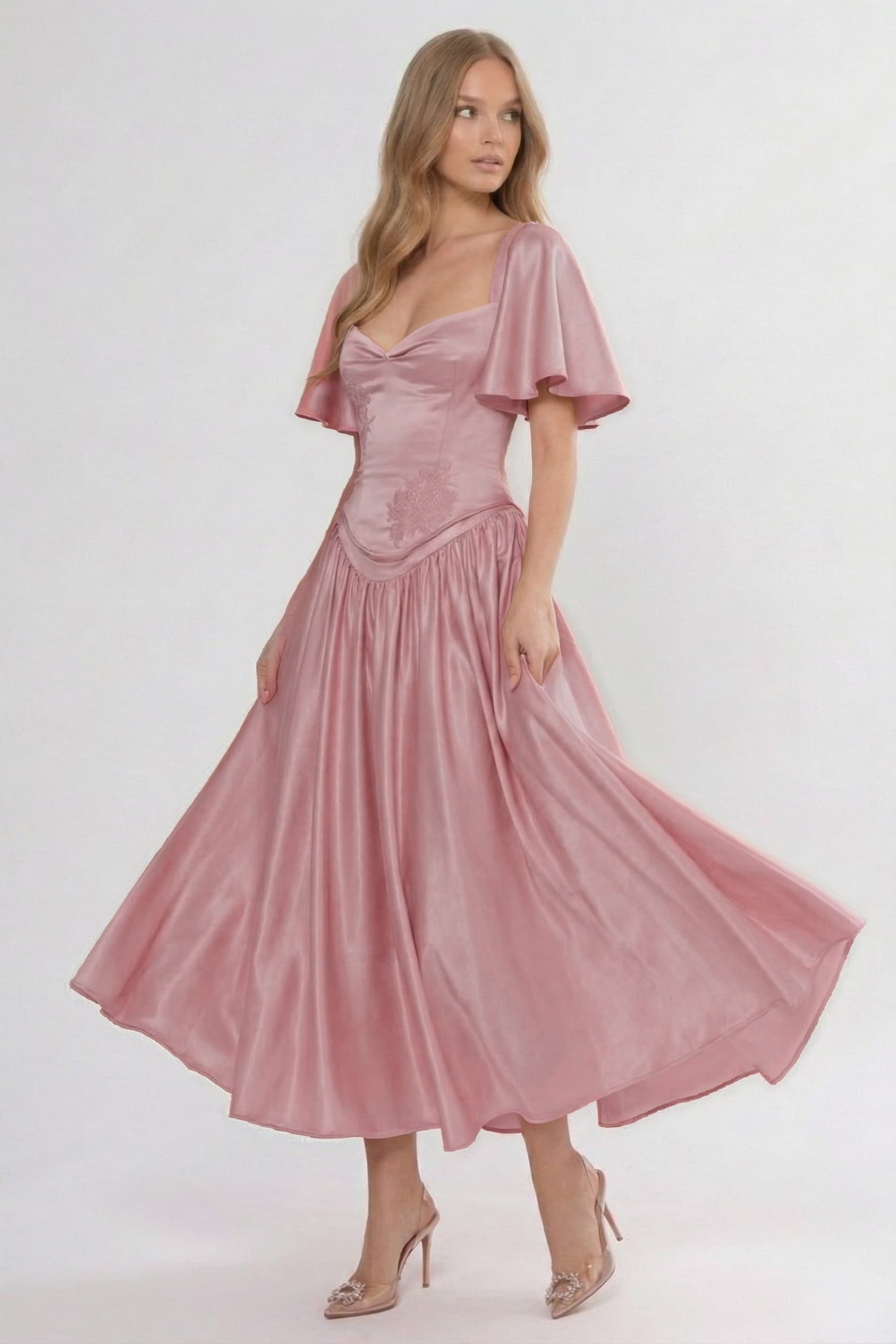 Elegant A Line/Two Piece Ankle Length Soft Satin Bridesmaid Dress CG0317BM Bridesmaid Dress