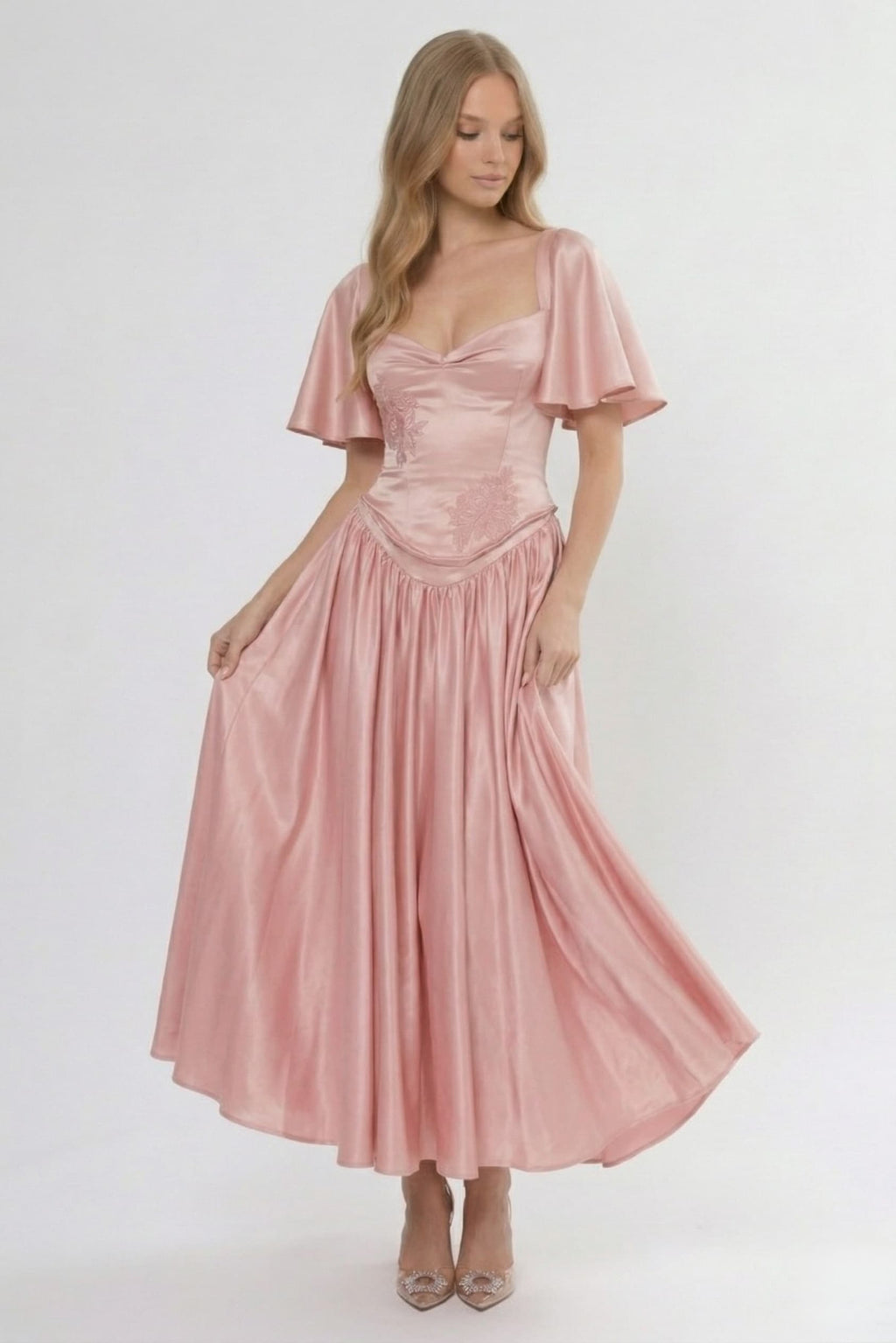 Elegant A Line/Two Piece Ankle Length Soft Satin Bridesmaid Dress CG0317BM Bridesmaid Dress