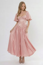 Elegant A Line/Two Piece Ankle Length Soft Satin Bridesmaid Dress CG0317BM Bridesmaid Dress