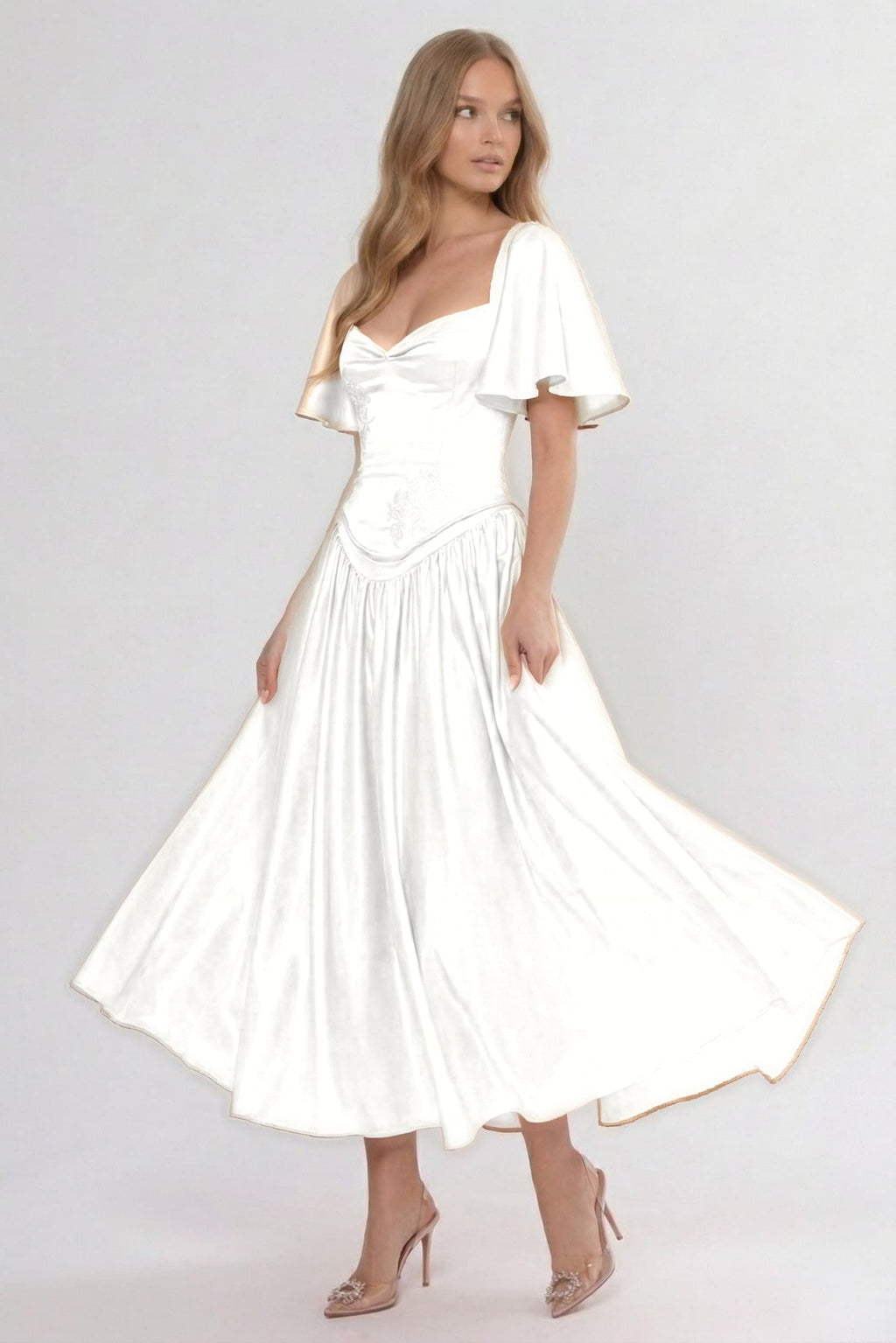 Elegant A Line/Two Piece Ankle Length Soft Satin Bridesmaid Dress CG0317BM Bridesmaid Dress