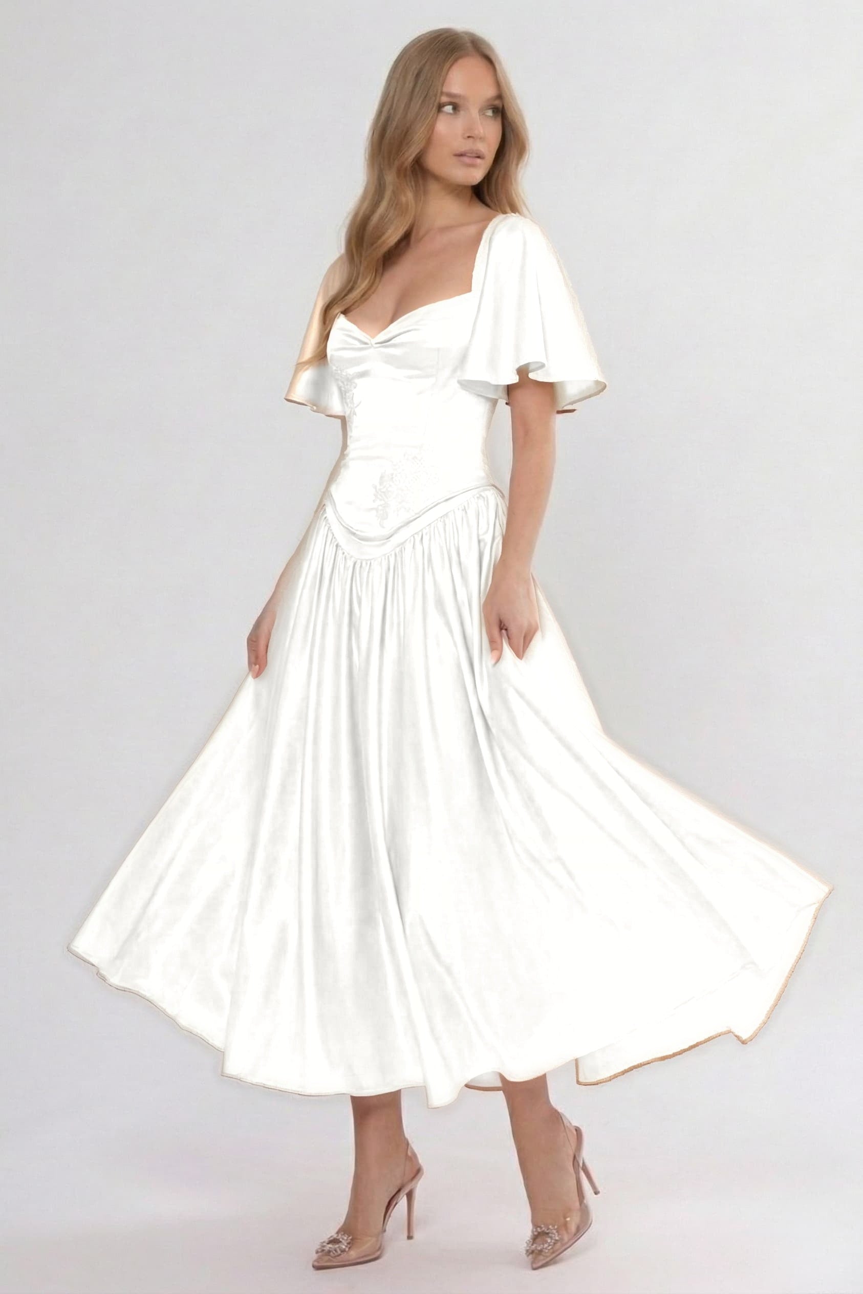 Elegant A Line/Two Piece Ankle Length Soft Satin Bridesmaid Dress CG0317BM Bridesmaid Dress