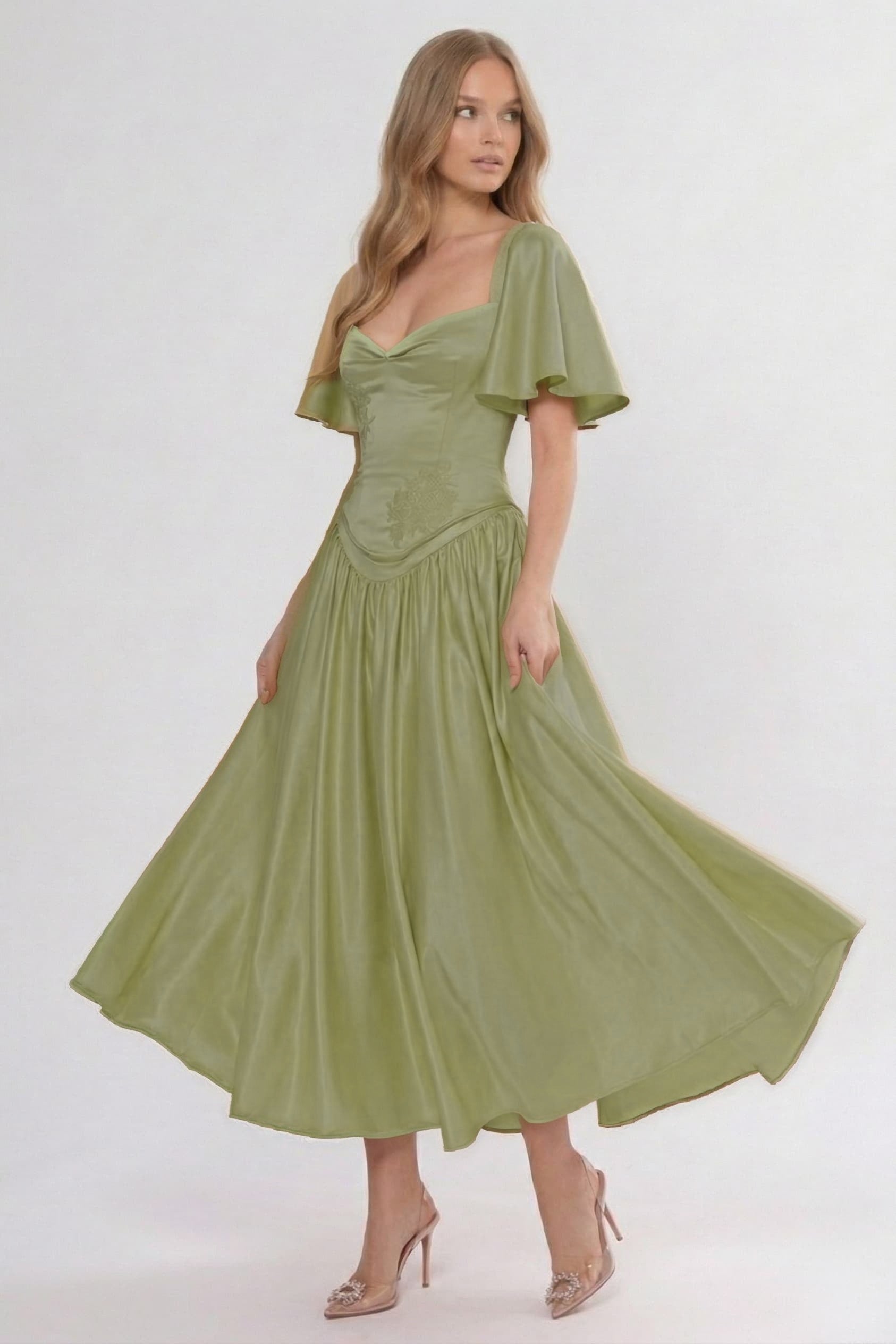 Elegant A Line/Two Piece Ankle Length Soft Satin Bridesmaid Dress CG0317BM Bridesmaid Dress