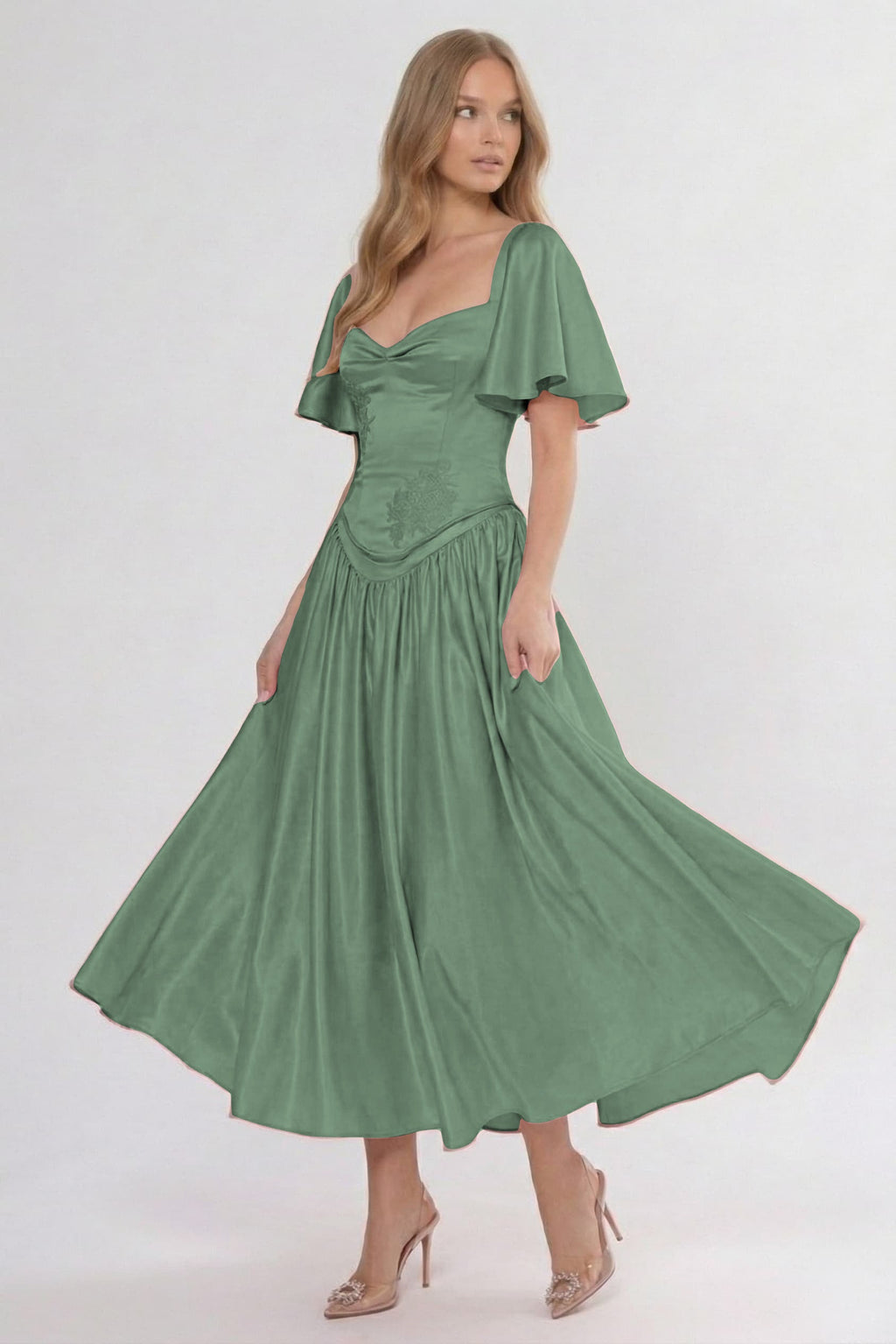 Elegant A Line/Two Piece Ankle Length Soft Satin Bridesmaid Dress CG0317BM Bridesmaid Dress