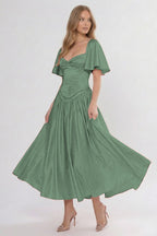Elegant A Line/Two Piece Ankle Length Soft Satin Bridesmaid Dress CG0317BM Bridesmaid Dress