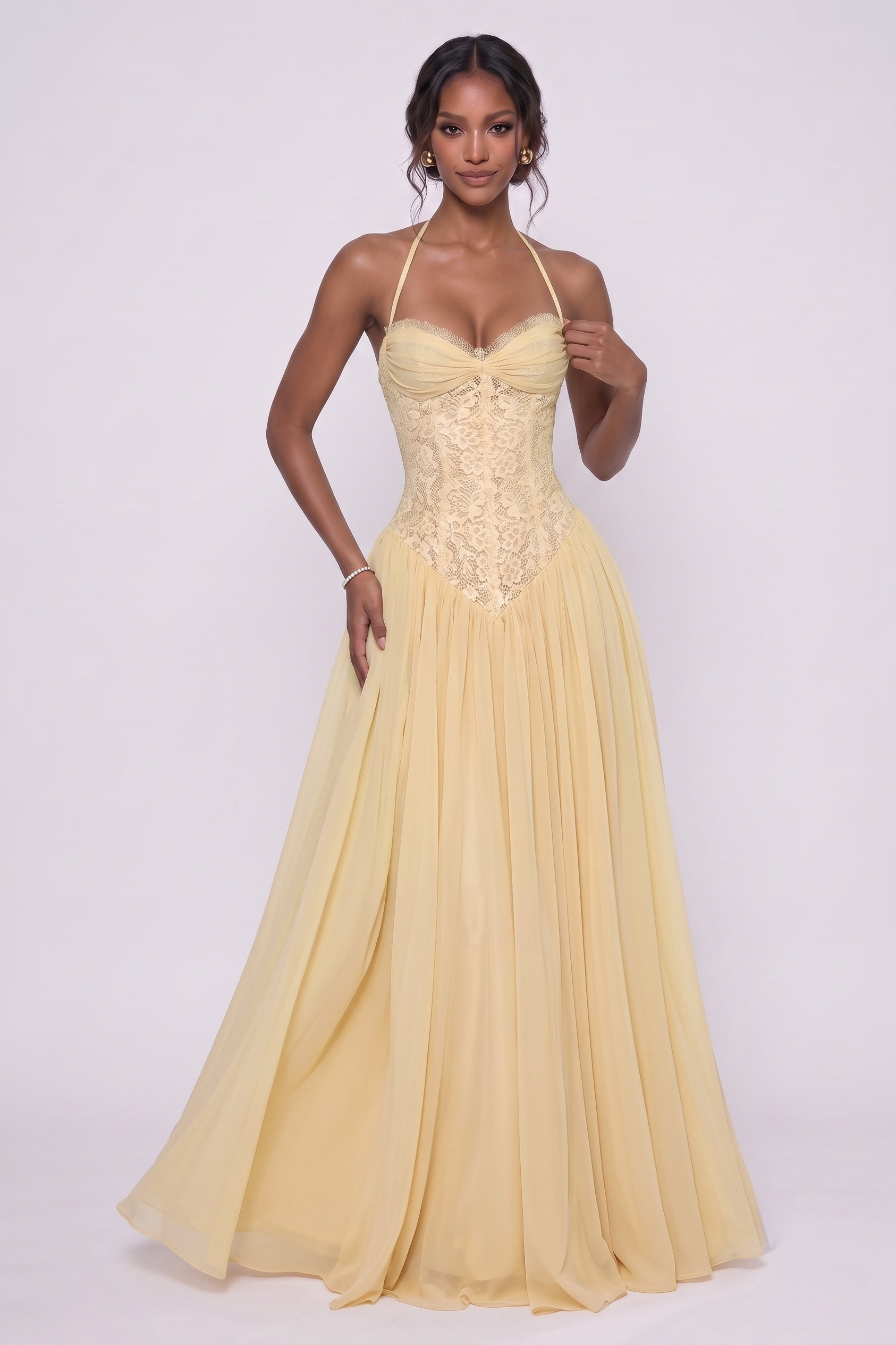 Elegant A Line Floor length Chiffon Lace Bridesmaid Dress CG0337BM Bridesmaid Dress