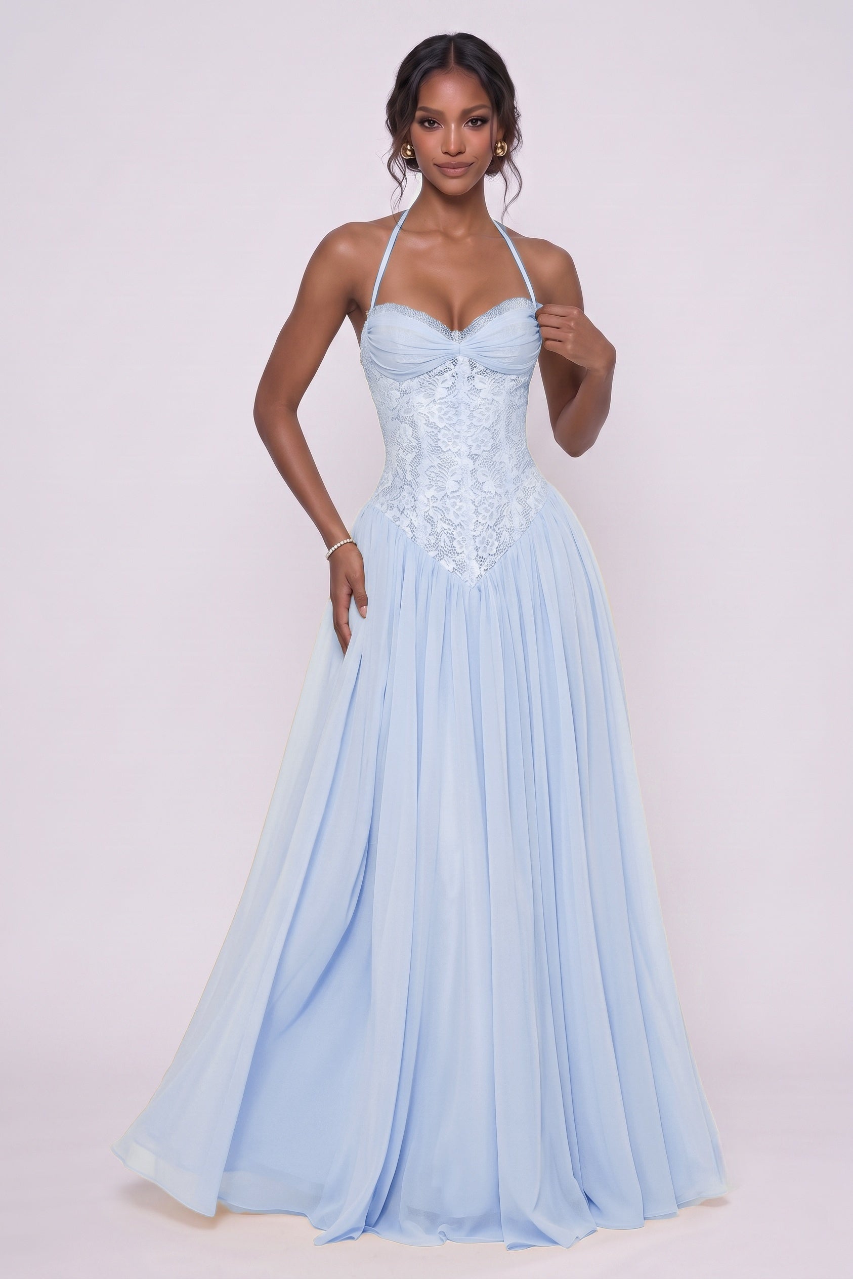 Elegant A Line Floor length Chiffon Lace Bridesmaid Dress CG0337BM Bridesmaid Dress
