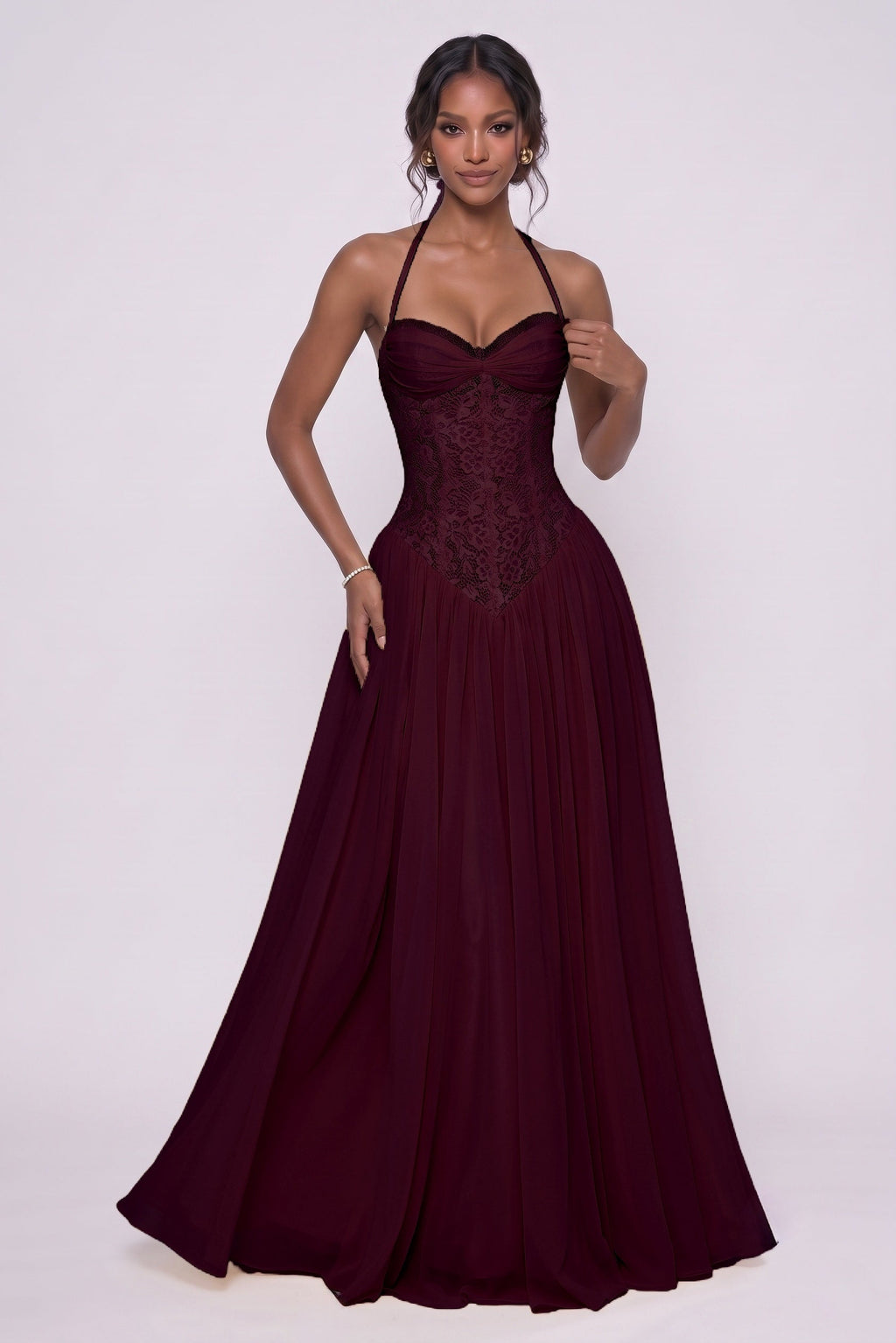 Elegant A Line Floor length Chiffon Lace Bridesmaid Dress CG0337BM Bridesmaid Dress
