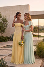 Elegant A Line Floor length Chiffon Lace Bridesmaid Dress CG0338BM Bridesmaid Dress