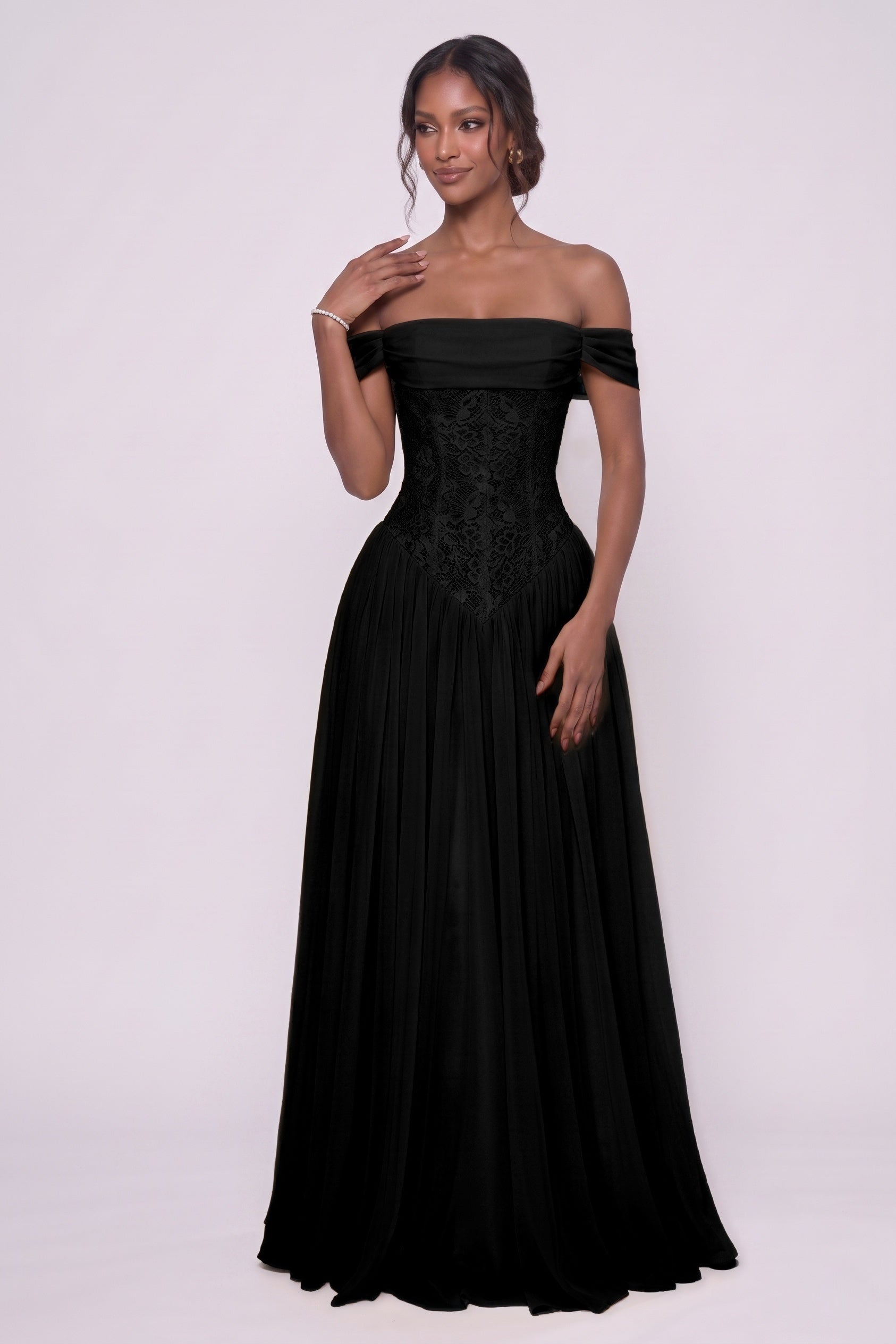 Elegant A Line Floor length Chiffon Lace Bridesmaid Dress CG0338BM Bridesmaid Dress