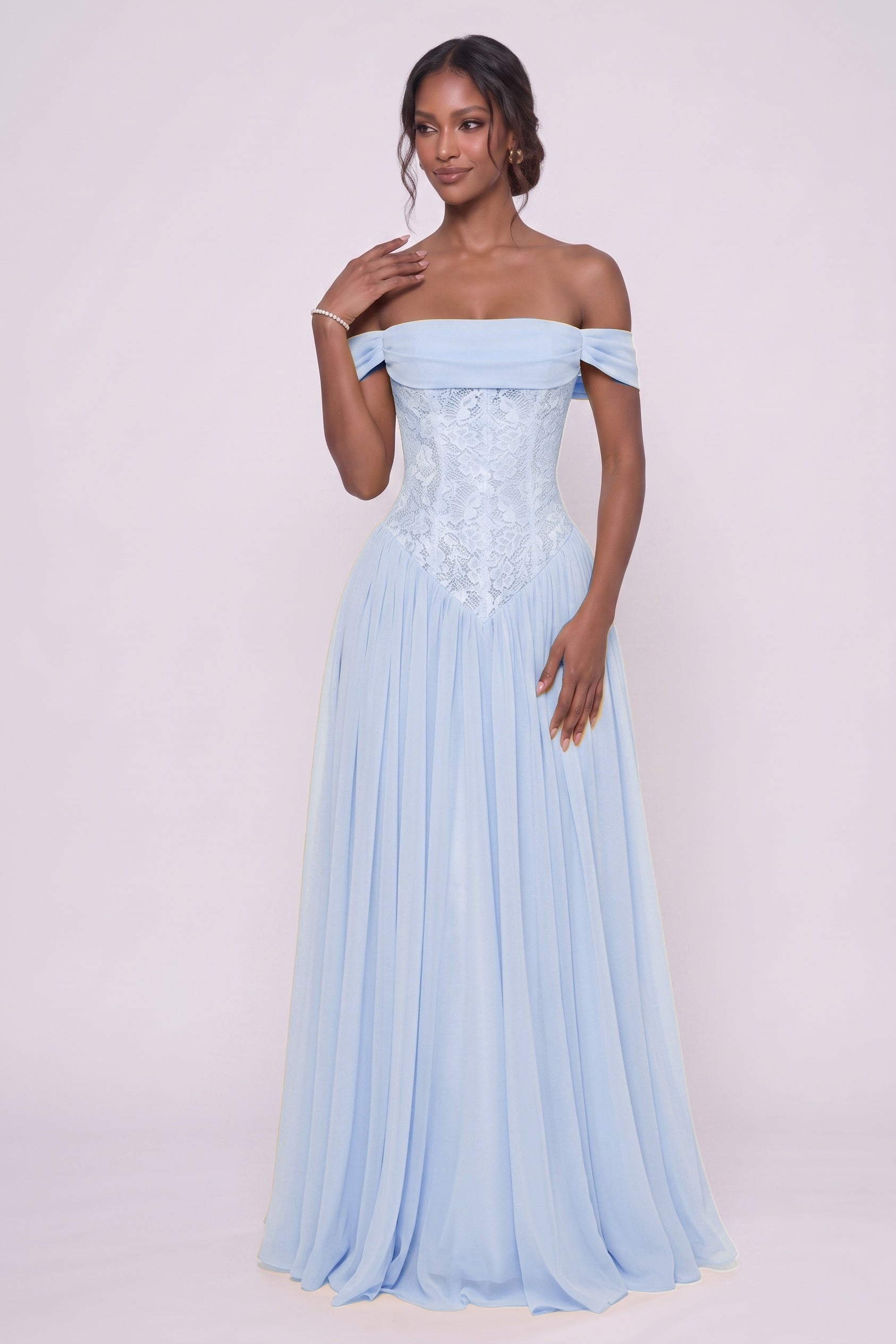 Elegant A Line Floor length Chiffon Lace Bridesmaid Dress CG0338BM Bridesmaid Dress
