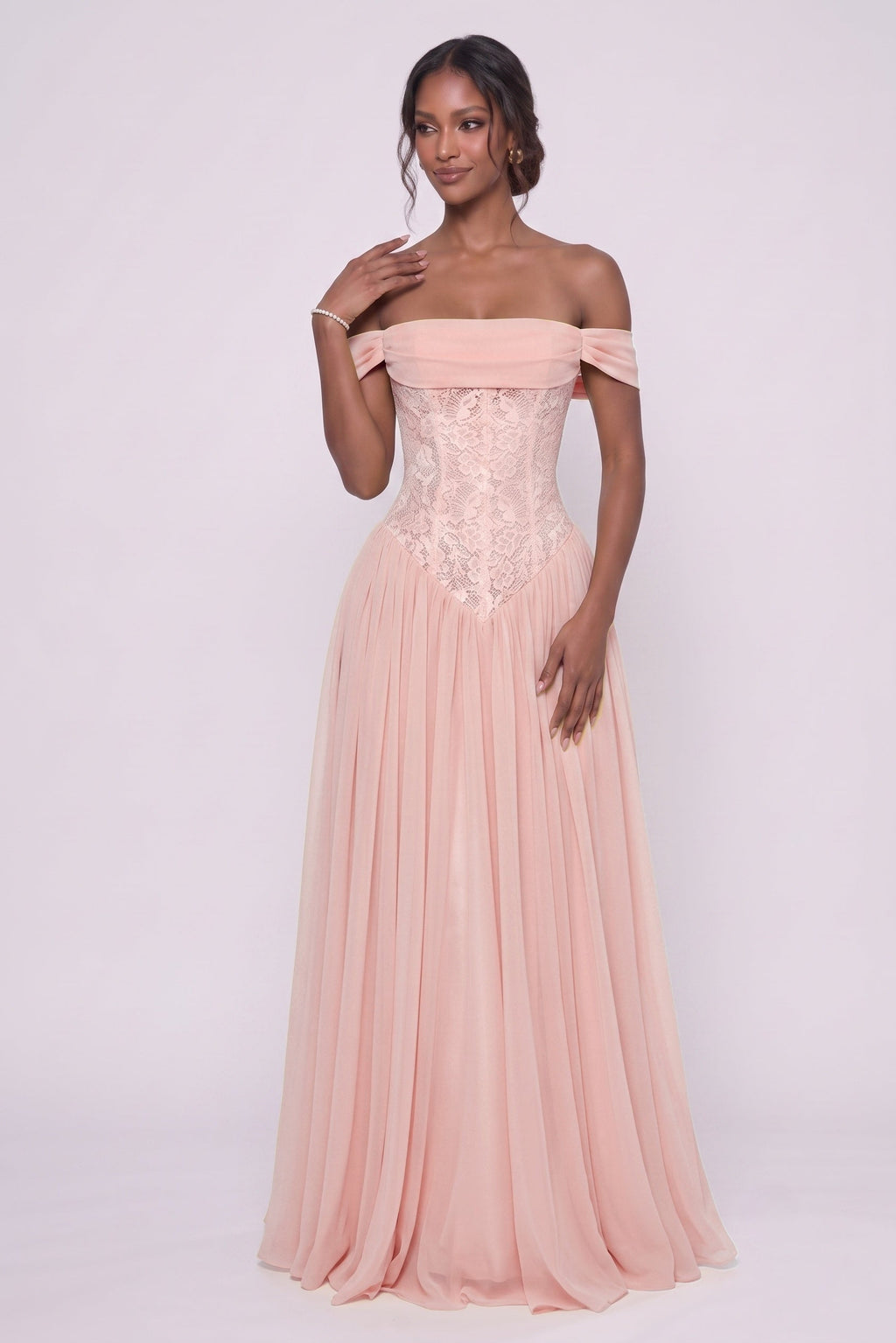 Elegant A Line Floor length Chiffon Lace Bridesmaid Dress CG0338BM Bridesmaid Dress