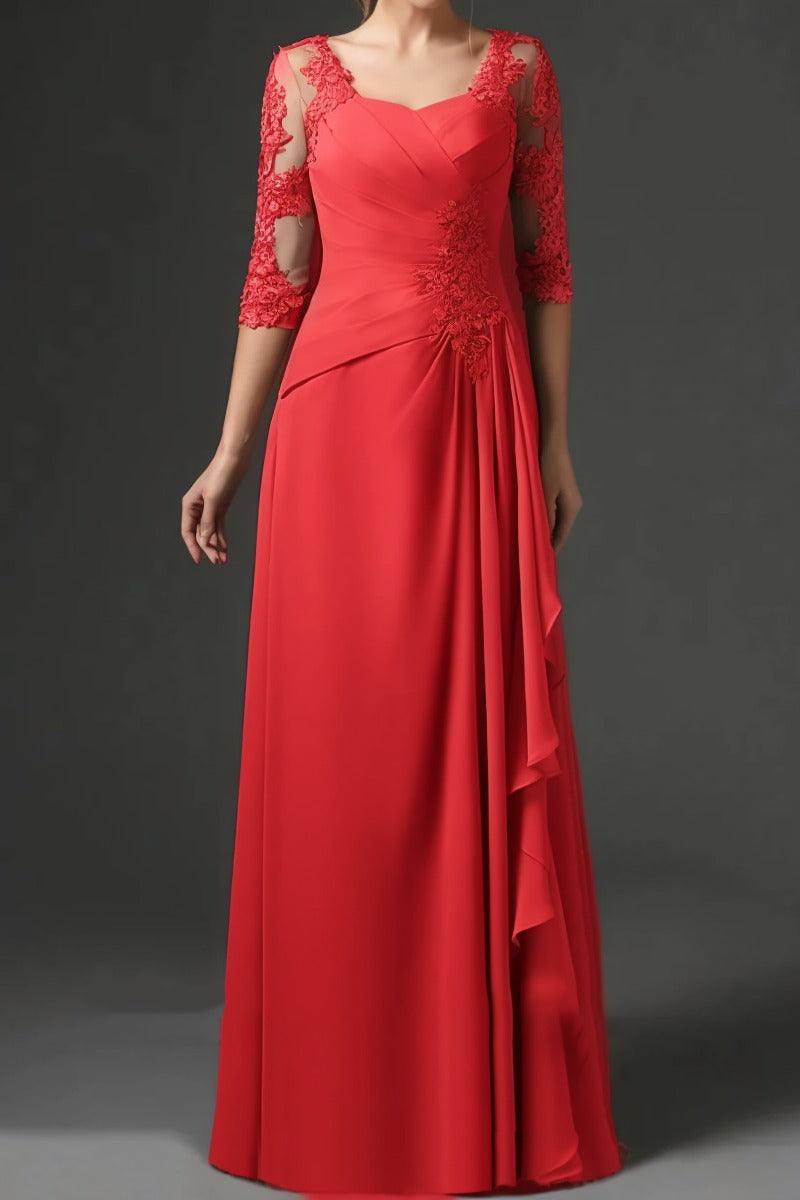 Elegant Sheath Column Floor Length Chiffon Mother Dress Mother of the Bride Dress