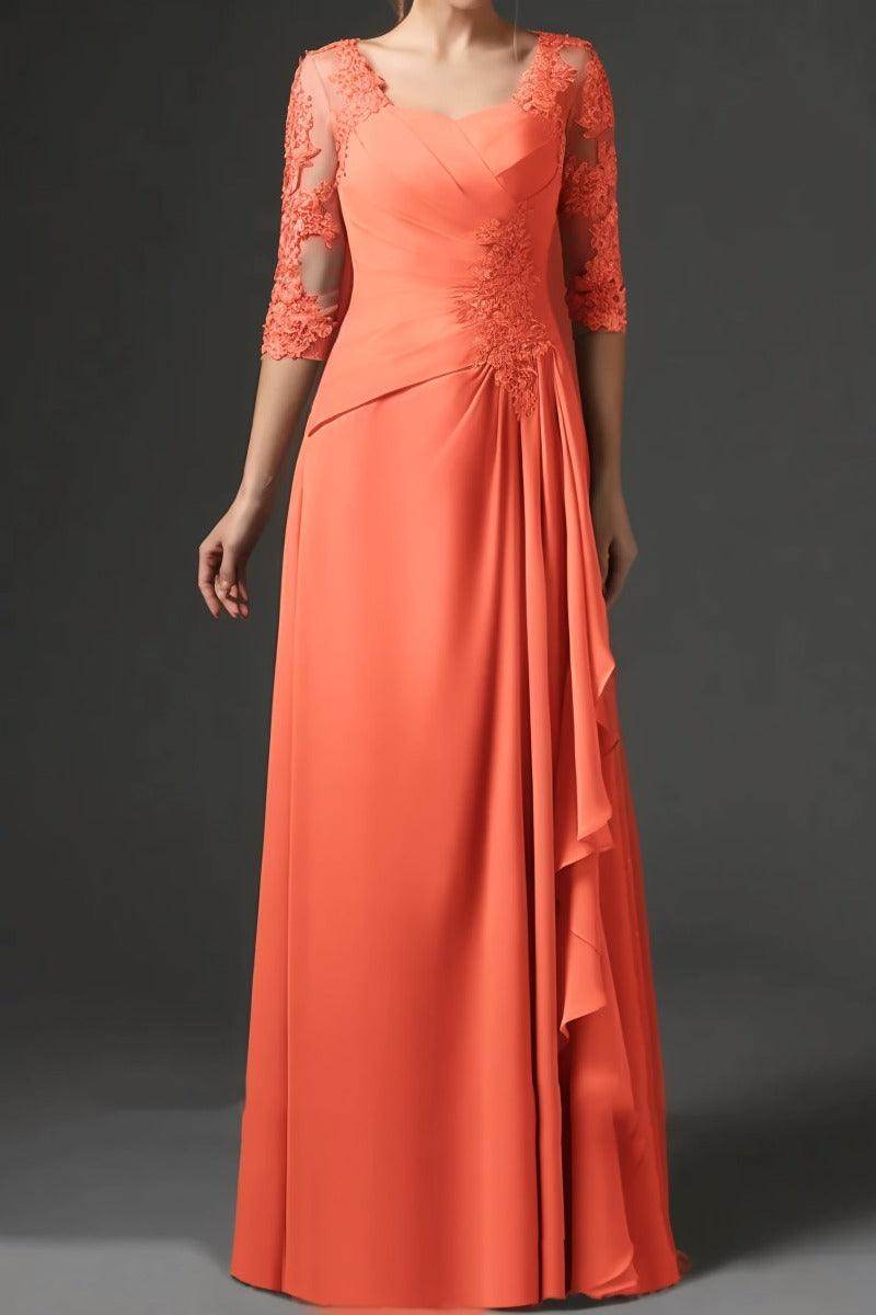 Elegant Sheath Column Floor Length Chiffon Mother Dress Mother of the Bride Dress