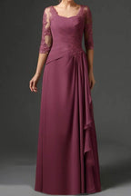 Elegant Sheath Column Floor Length Chiffon Mother Dress Mother of the Bride Dress