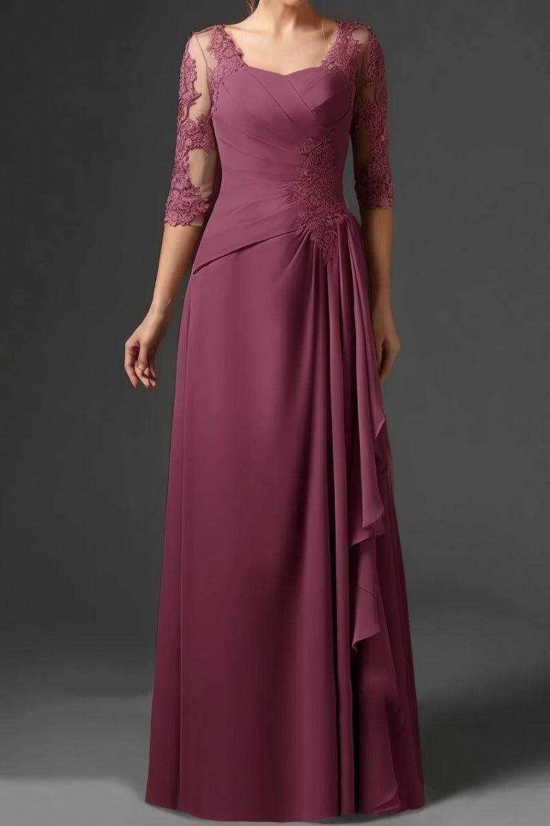 Elegant Sheath Column Floor Length Chiffon Mother Dress Mother of the Bride Dress