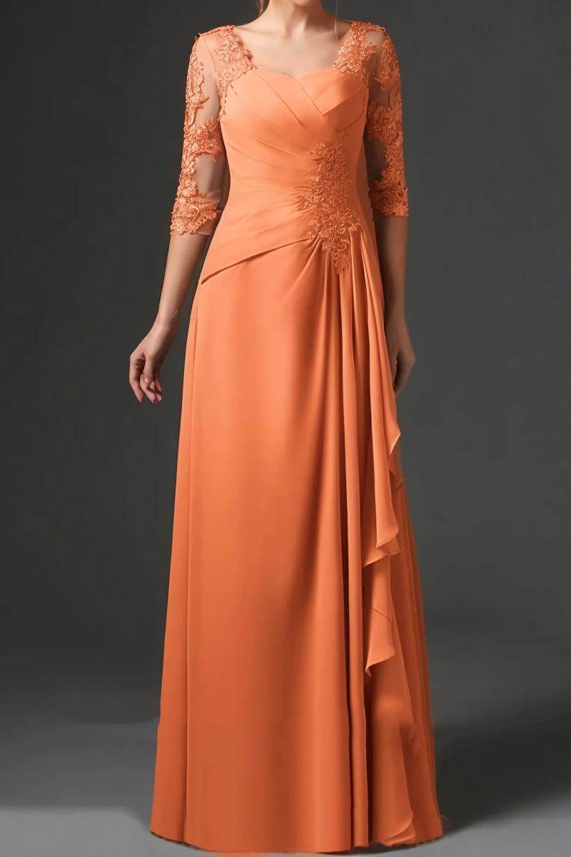 Elegant Sheath Column Floor Length Chiffon Mother Dress Mother of the Bride Dress