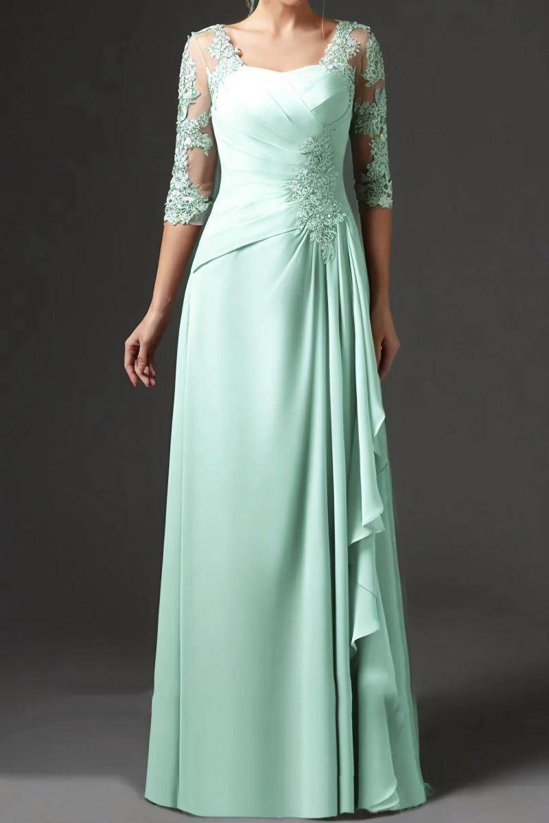 Elegant Sheath Column Floor Length Chiffon Mother Dress Mother of the Bride Dress