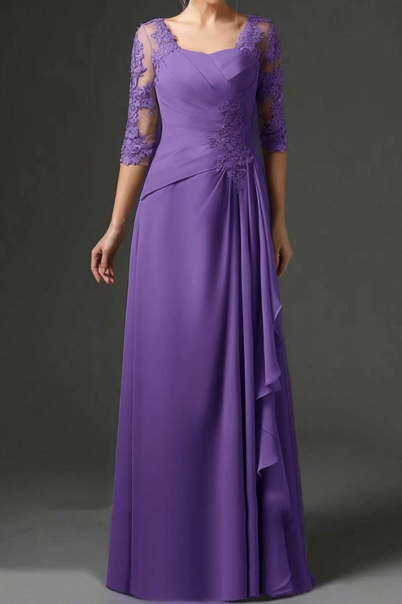 Elegant Sheath Column Floor Length Chiffon Mother Dress Mother of the Bride Dress