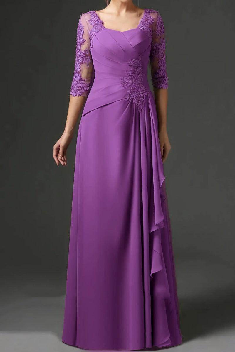 Elegant Sheath Column Floor Length Chiffon Mother Dress Mother of the Bride Dress