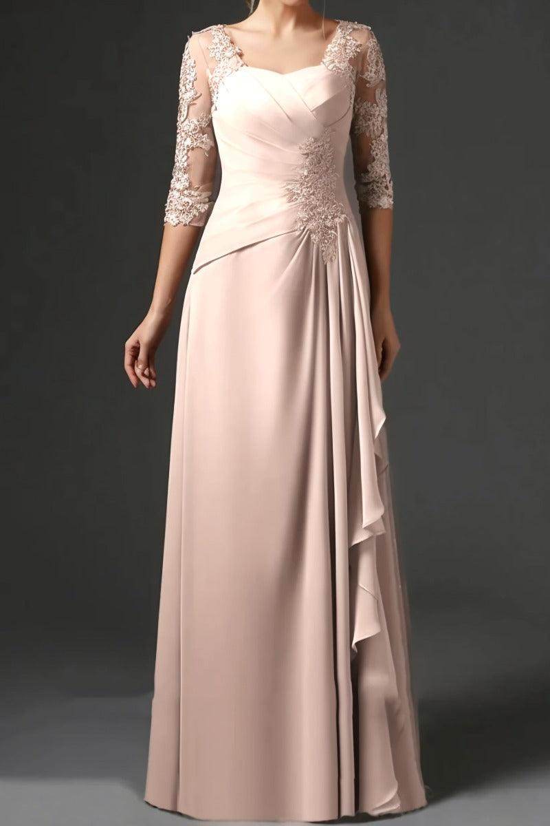 Elegant Sheath Column Floor Length Chiffon Mother Dress Mother of the Bride Dress