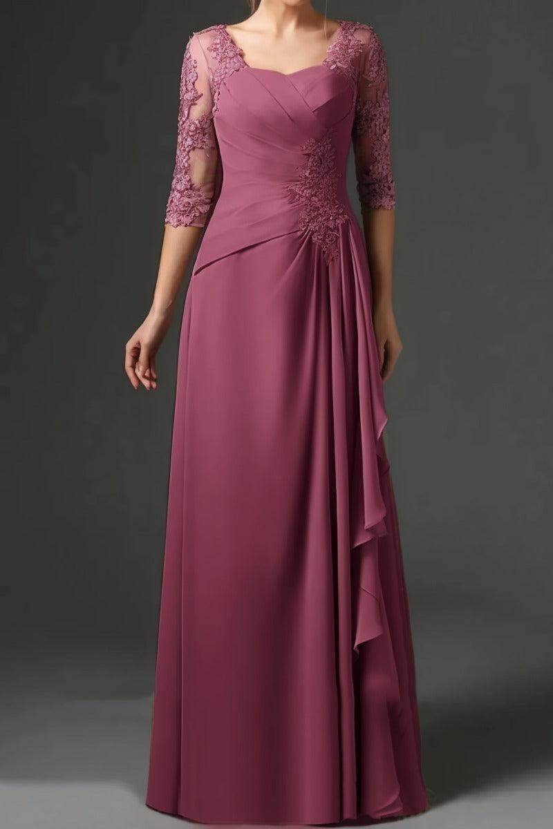 Elegant Sheath Column Floor Length Chiffon Mother Dress Mother of the Bride Dress