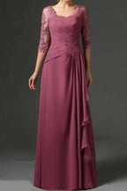 Elegant Sheath Column Floor Length Chiffon Mother Dress Mother of the Bride Dress
