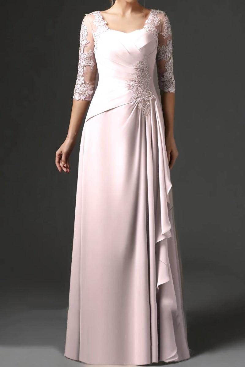 Elegant Sheath Column Floor Length Chiffon Mother Dress Mother of the Bride Dress
