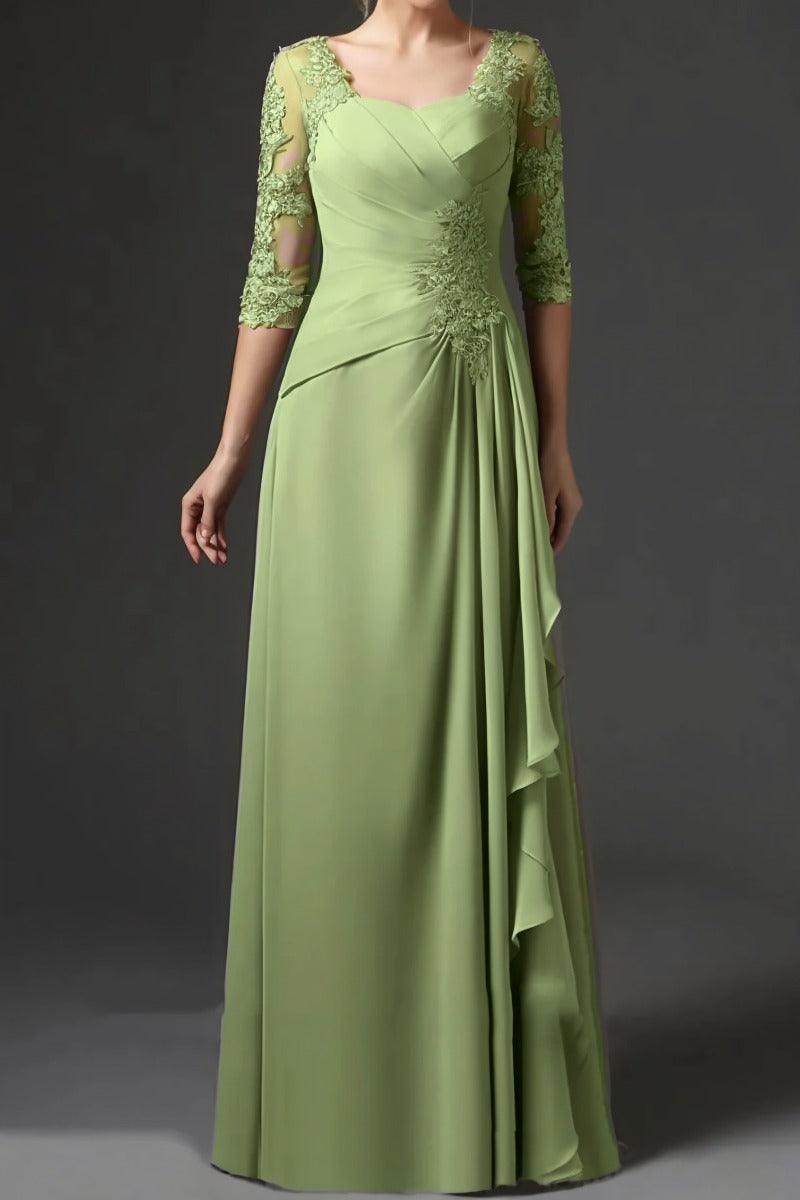 Elegant Sheath Column Floor Length Chiffon Mother Dress Mother of the Bride Dress