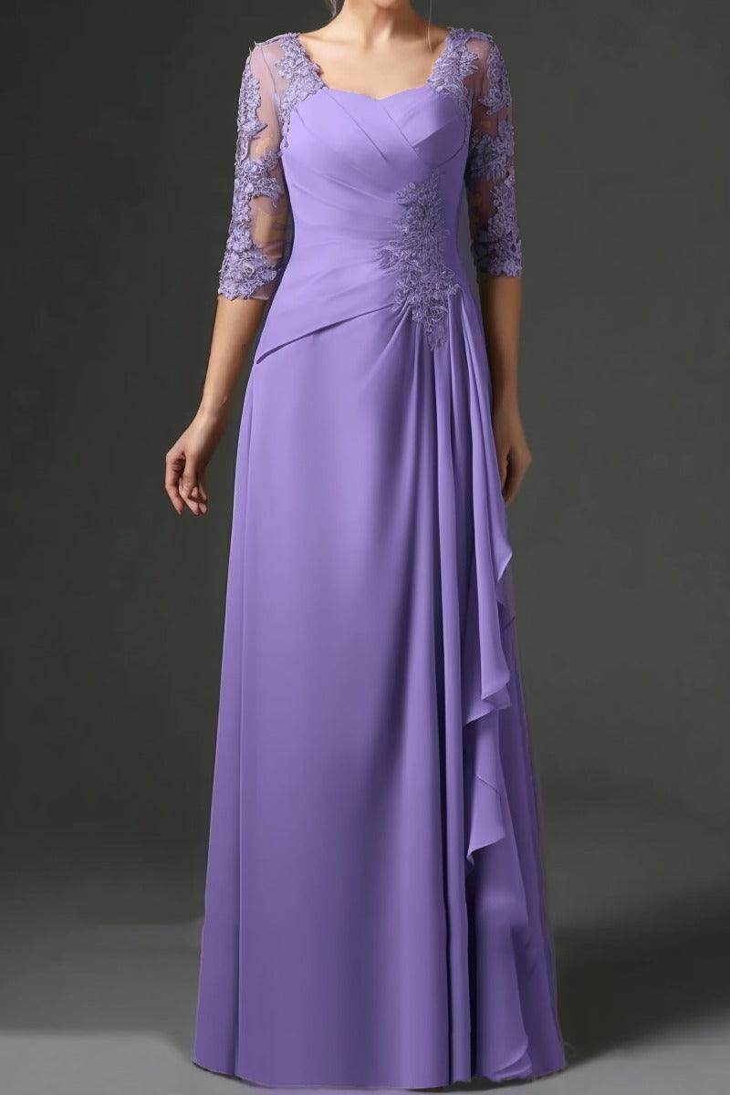 Elegant Sheath Column Floor Length Chiffon Mother Dress Mother of the Bride Dress
